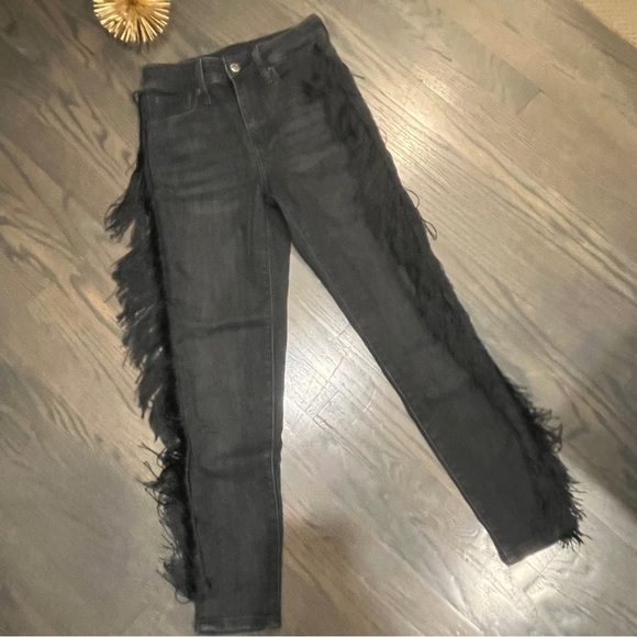 Levi's Limited 721 Fringe-Trim Skinny Ankle Jeans Black womens Size 24 - Picture 6 of 11